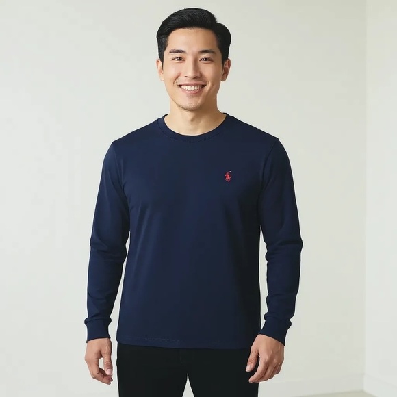 POLO RALPH LAUREN XXL Navy Blue Long Sleeve Tee R $75 - Picture 1 of 8